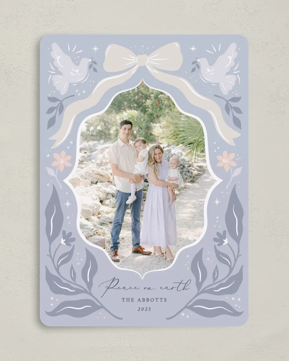 This is a 5" x 7" Christmas Card called Heavenly Peace printed in full color on Premium Smooth paper