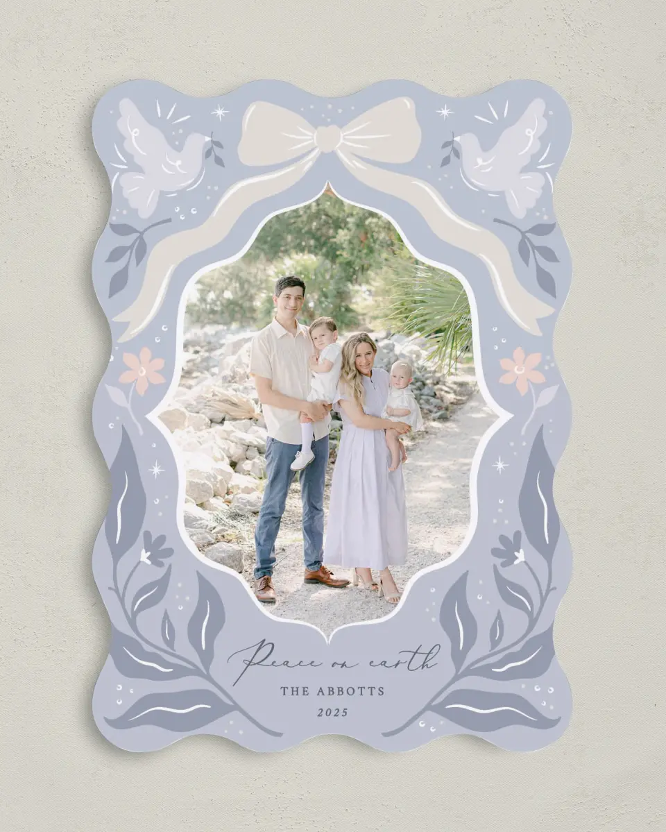 This is a 5" x 7" Christmas Card called Heavenly Peace printed in full color on Premium Smooth paper