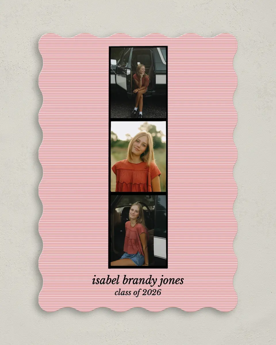 This is a 5" x 7" Graduation Announcement Card called Snapshot Graduate printed in full color with Gold foil on Premium Smooth paper
