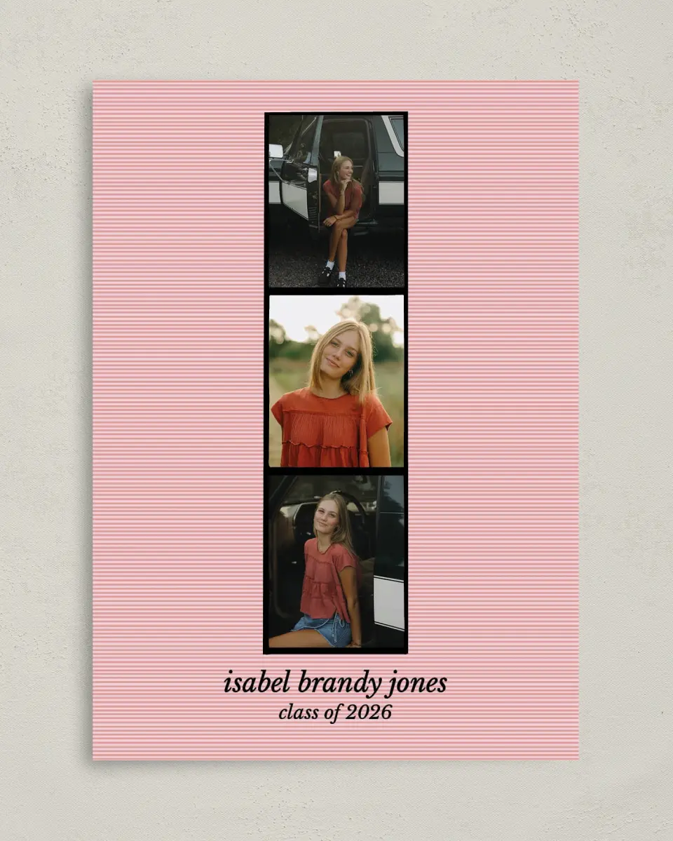 This is a 5" x 7" Graduation Announcement Card called Snapshot Graduate printed in full color with Gold foil on Premium Smooth paper