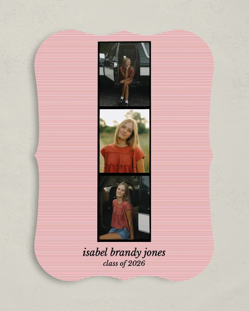 This is a 5" x 7" Graduation Announcement Card called Snapshot Graduate printed in full color with Gold foil on Premium Smooth paper