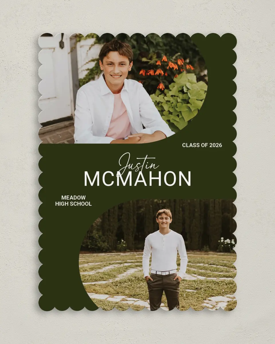 This is a 5" x 7" Graduation Announcement Card called Forward Bound printed in full color on Premium Smooth paper