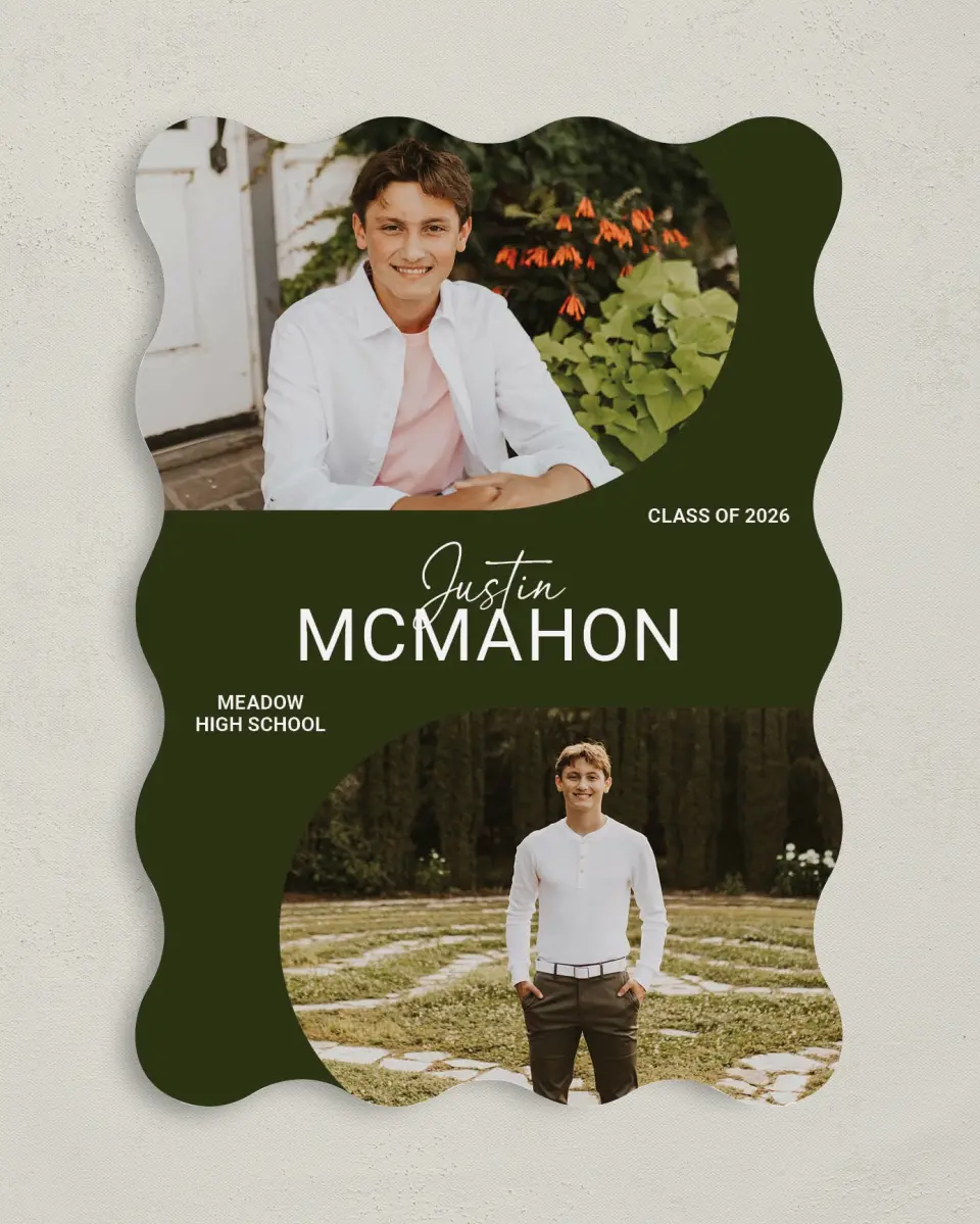 This is a 5" x 7" Graduation Announcement Card called Forward Bound printed in full color on Premium Smooth paper