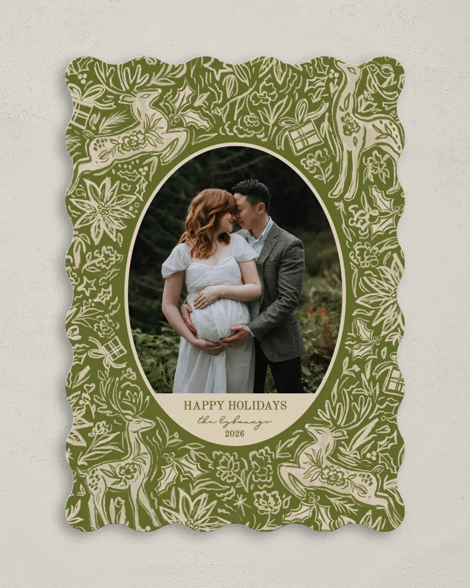 This is a 5" x 7" Christmas Card called Flora Forest printed in full color on Premium Smooth paper