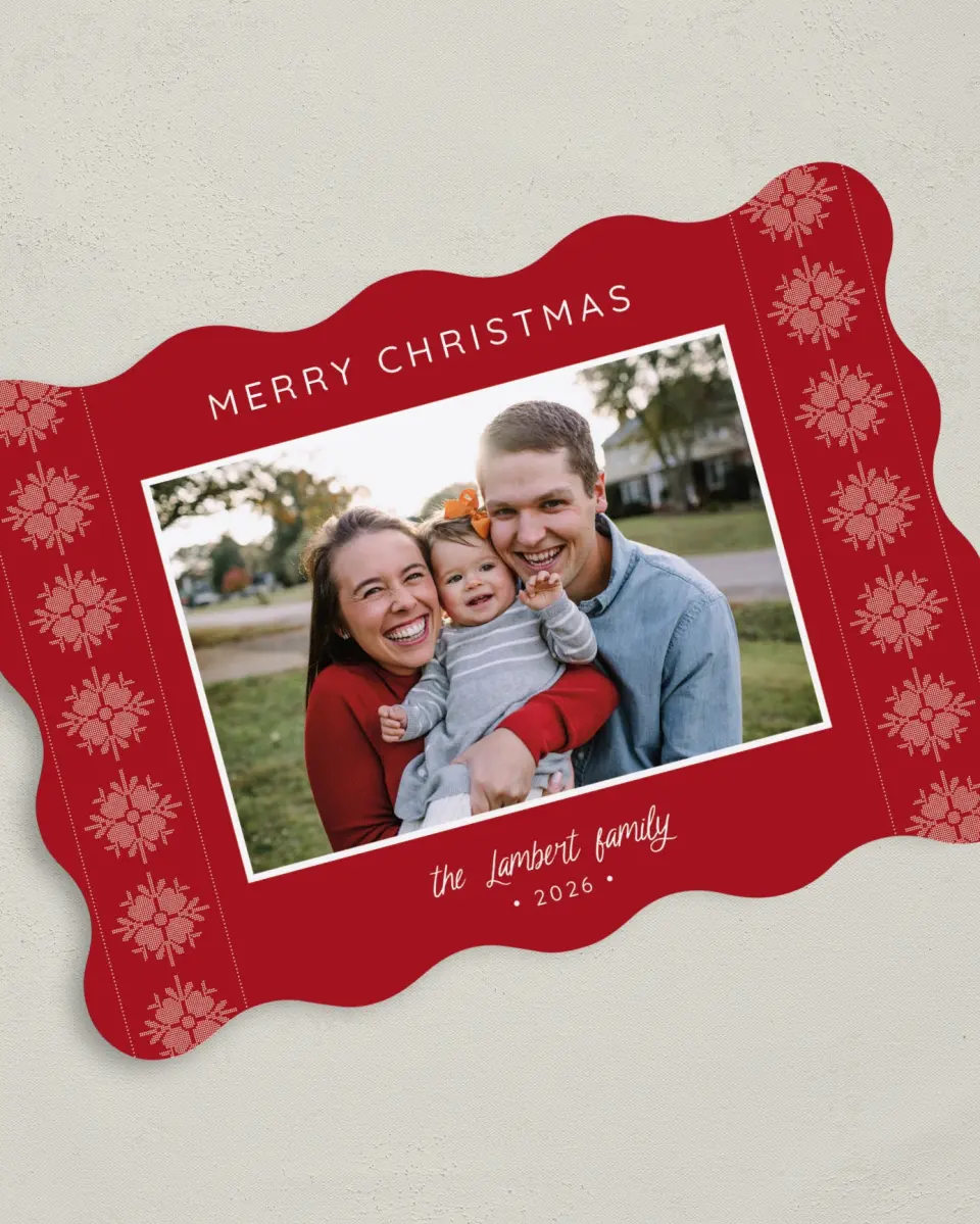 This is a 5" x 7" Christmas Card called Nordic Knit printed in full color on Premium Smooth paper