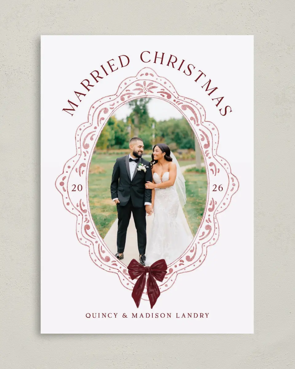 This is a 5" x 7" Christmas Card called Folk Filigree printed in full color on Premium Smooth paper
