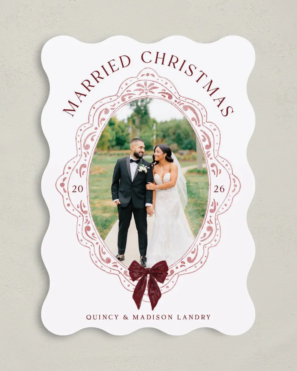 This is a 5" x 7" Christmas Card called Folk Filigree printed in full color on Premium Smooth paper