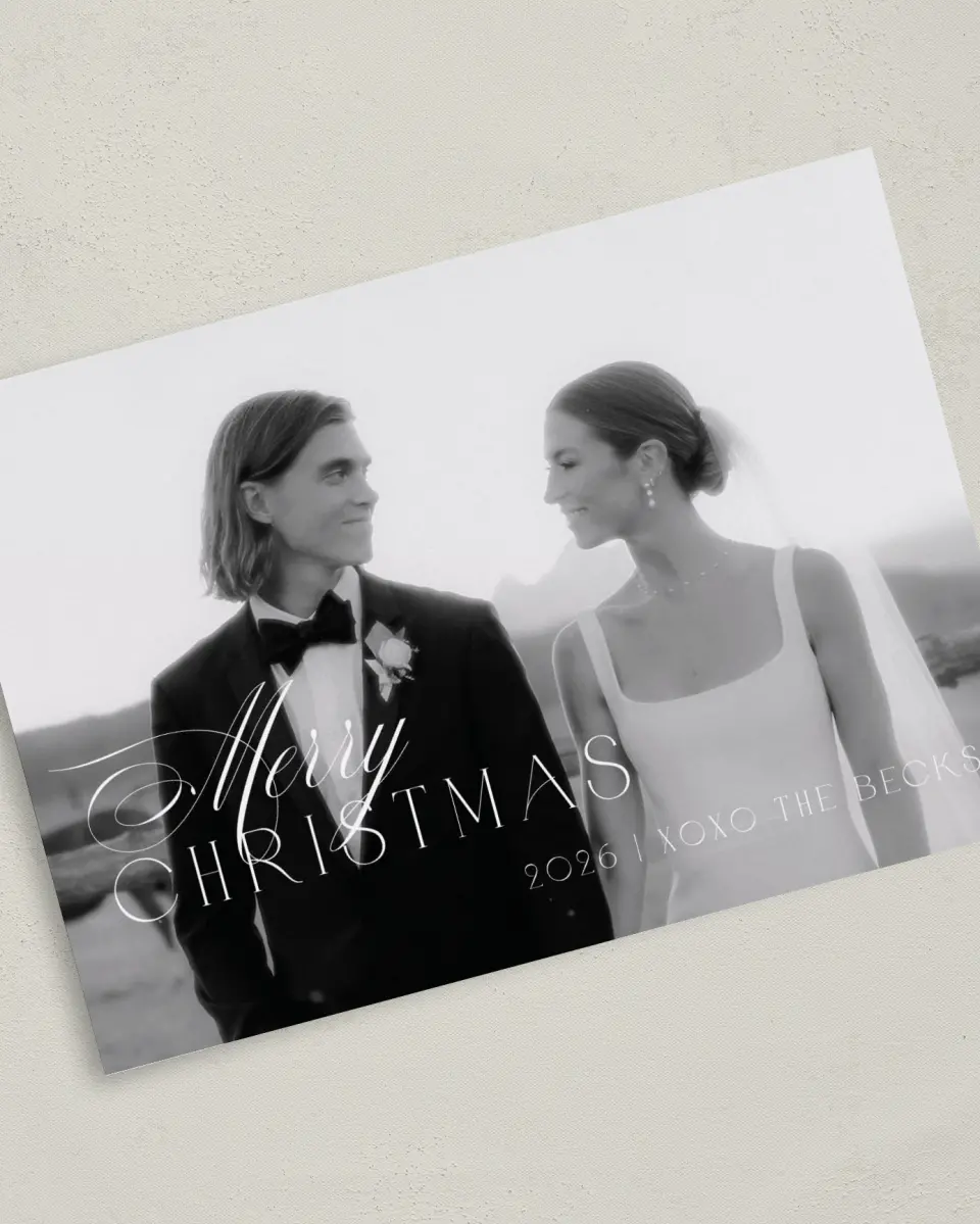 This is a 5" x 7" Christmas Card called Smitten Holiday printed in full color on Premium Smooth paper