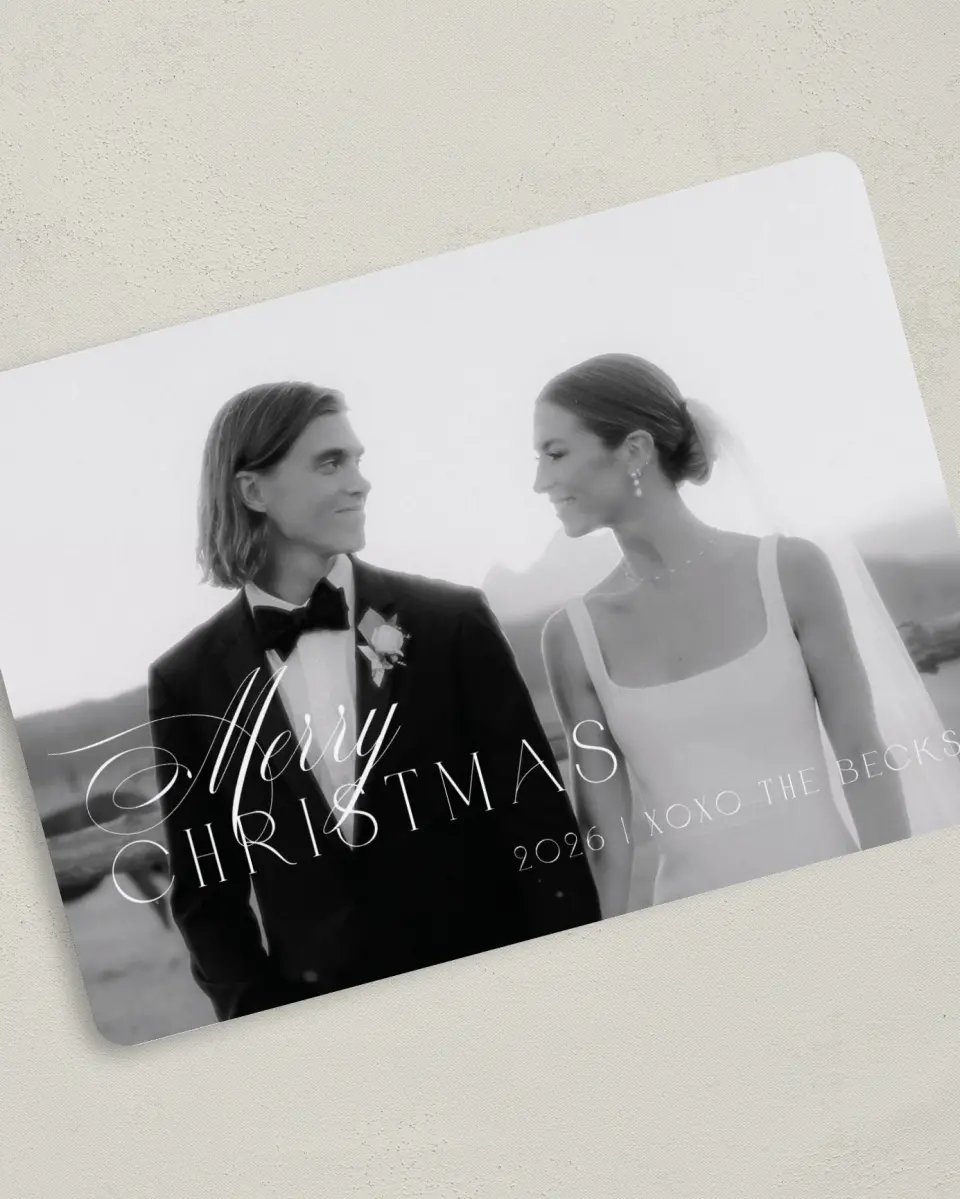 This is a 5" x 7" Christmas Card called Smitten Holiday printed in full color on Premium Smooth paper