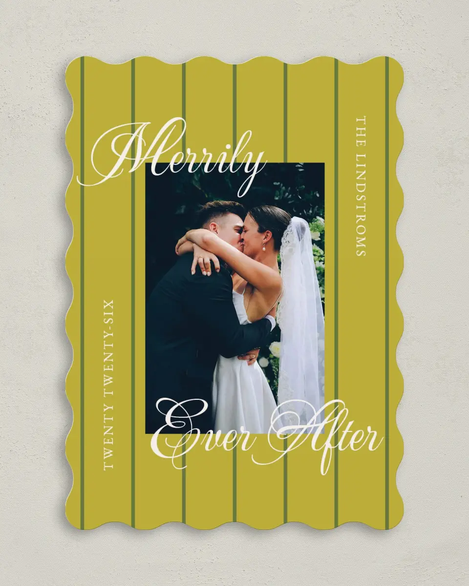 This is a 5" x 7" Christmas Card called Holiday Ever After printed in full color on Premium Smooth paper