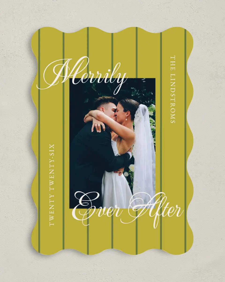 This is a 5" x 7" Christmas Card called Holiday Ever After printed in full color on Premium Smooth paper