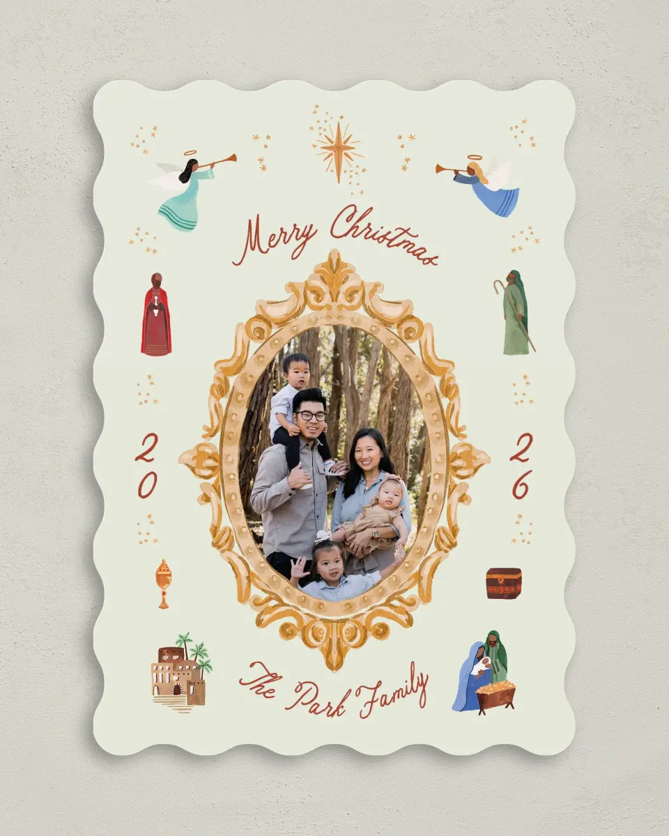 This is a 5" x 7" Christmas Card called Gloria All Around printed in full color on Premium Smooth paper