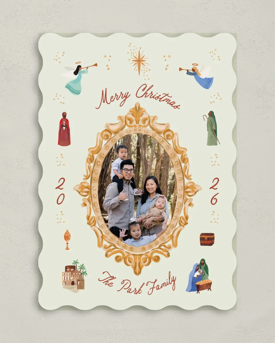 This is a 5" x 7" Christmas Card called Gloria All Around printed in full color on Premium Smooth paper