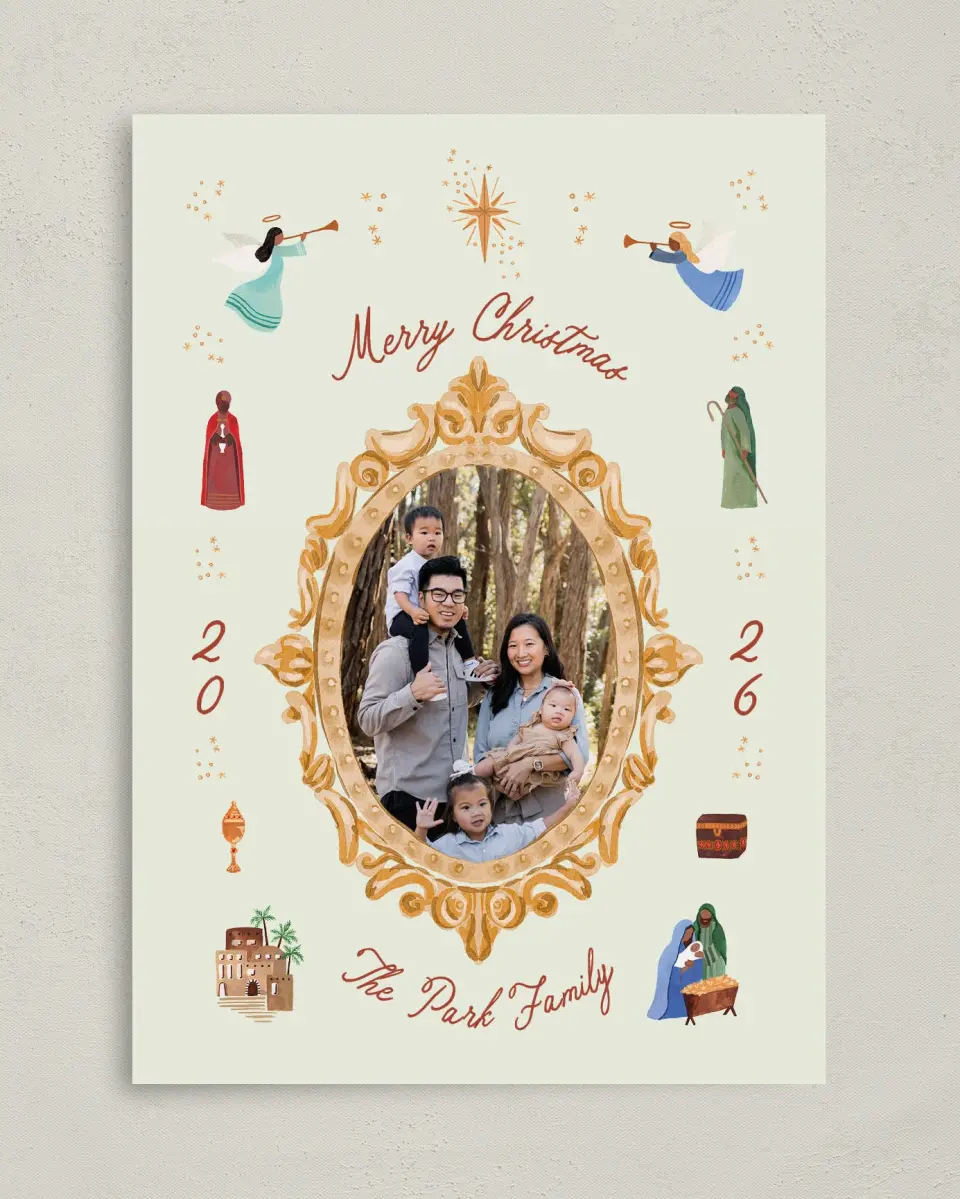 This is a 5" x 7" Christmas Card called Gloria All Around printed in full color on Premium Smooth paper