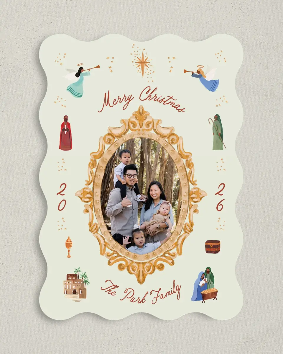 This is a 5" x 7" Christmas Card called Gloria All Around printed in full color on Premium Smooth paper