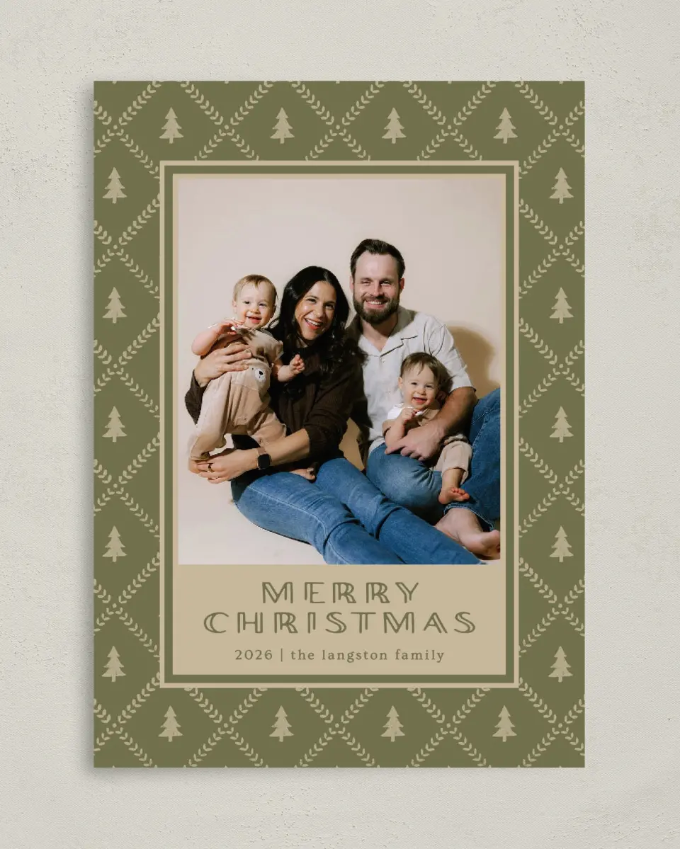 This is a 5" x 7" Christmas Card called Trees on Trees printed in full color on Premium Smooth paper
