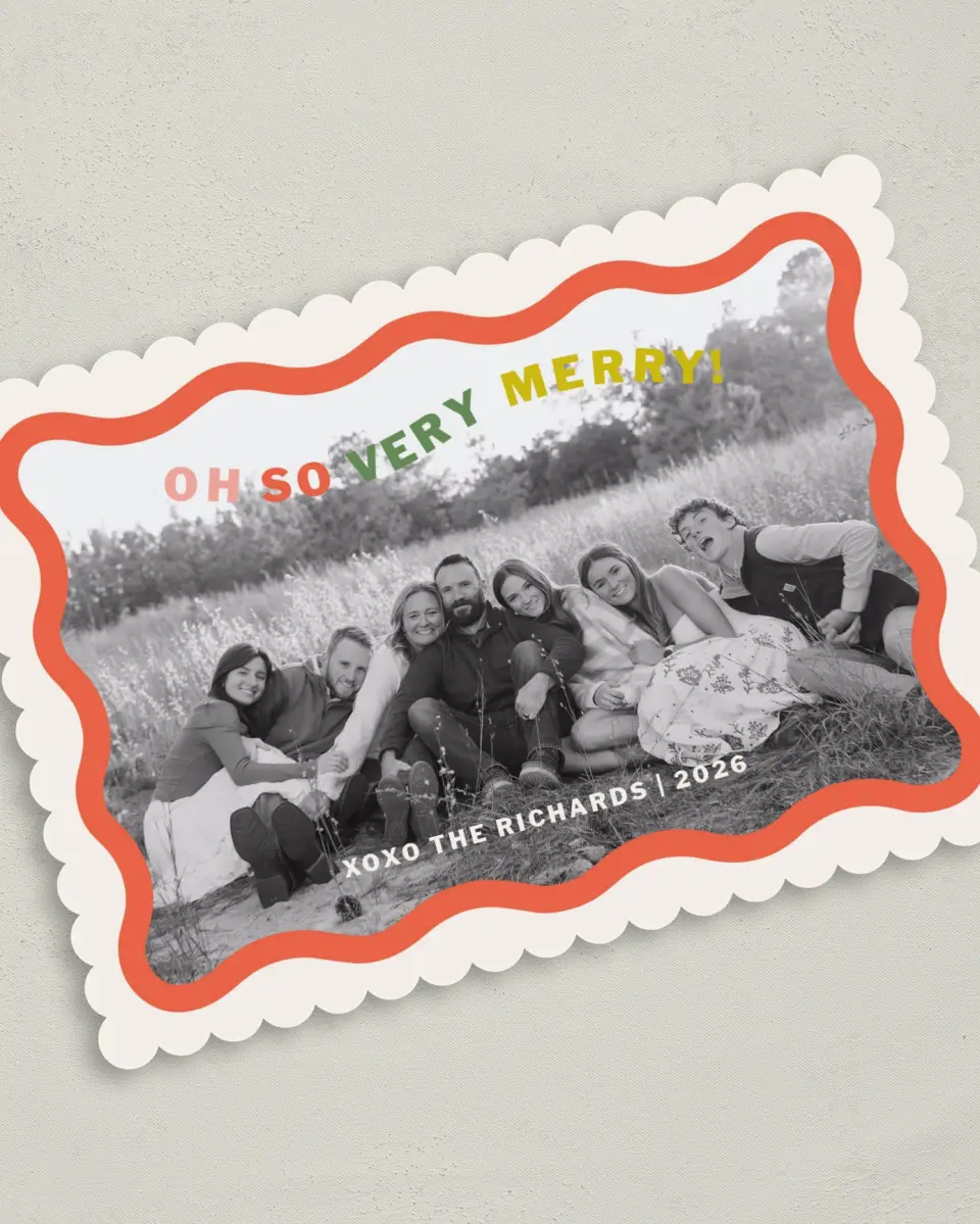 This is a 5" x 7" Christmas Card called Oh So Very Merry printed in full color on Premium Smooth paper on Premium Smooth paper on Premium Smooth paper