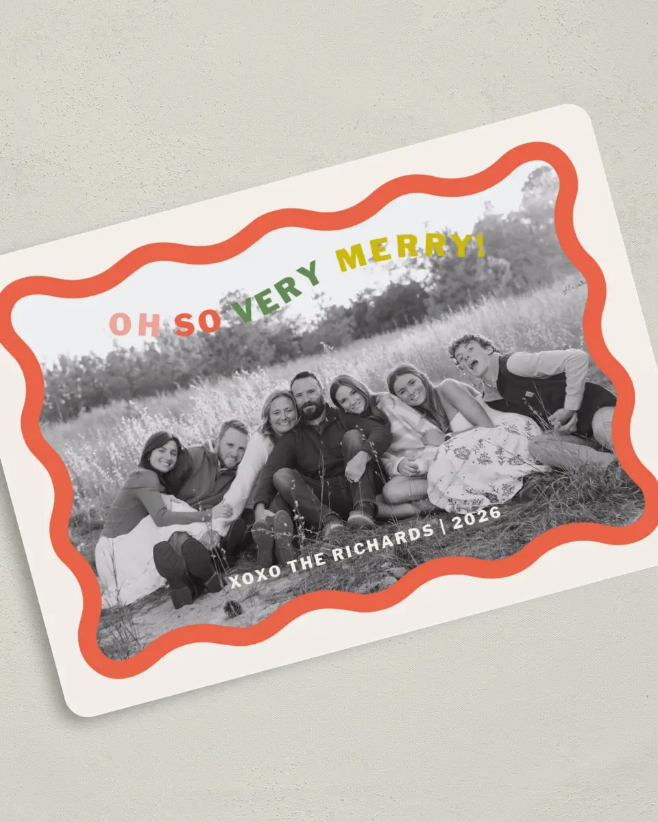 This is a 5" x 7" Christmas Card called Oh So Very Merry printed in full color on Premium Smooth paper