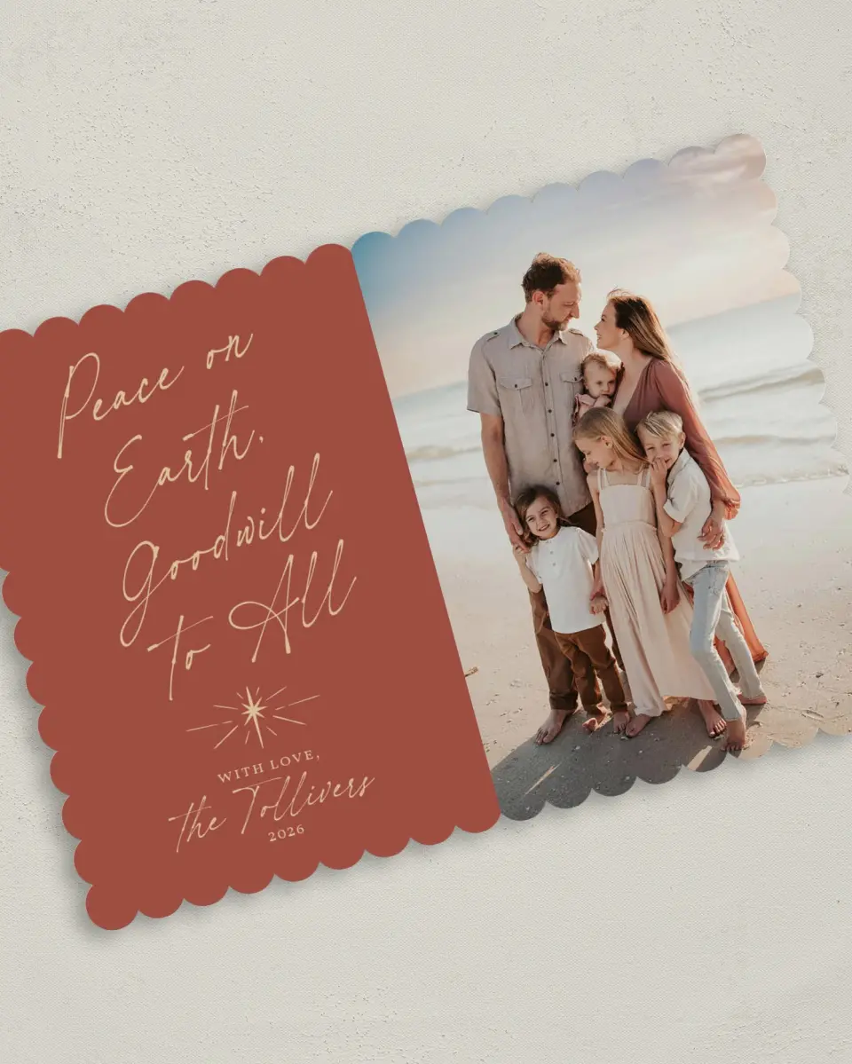 This is a 5" x 7" Christmas Card called Goodwill to All printed in full color on Premium Smooth paper on Premium Smooth paper on Premium Smooth paper