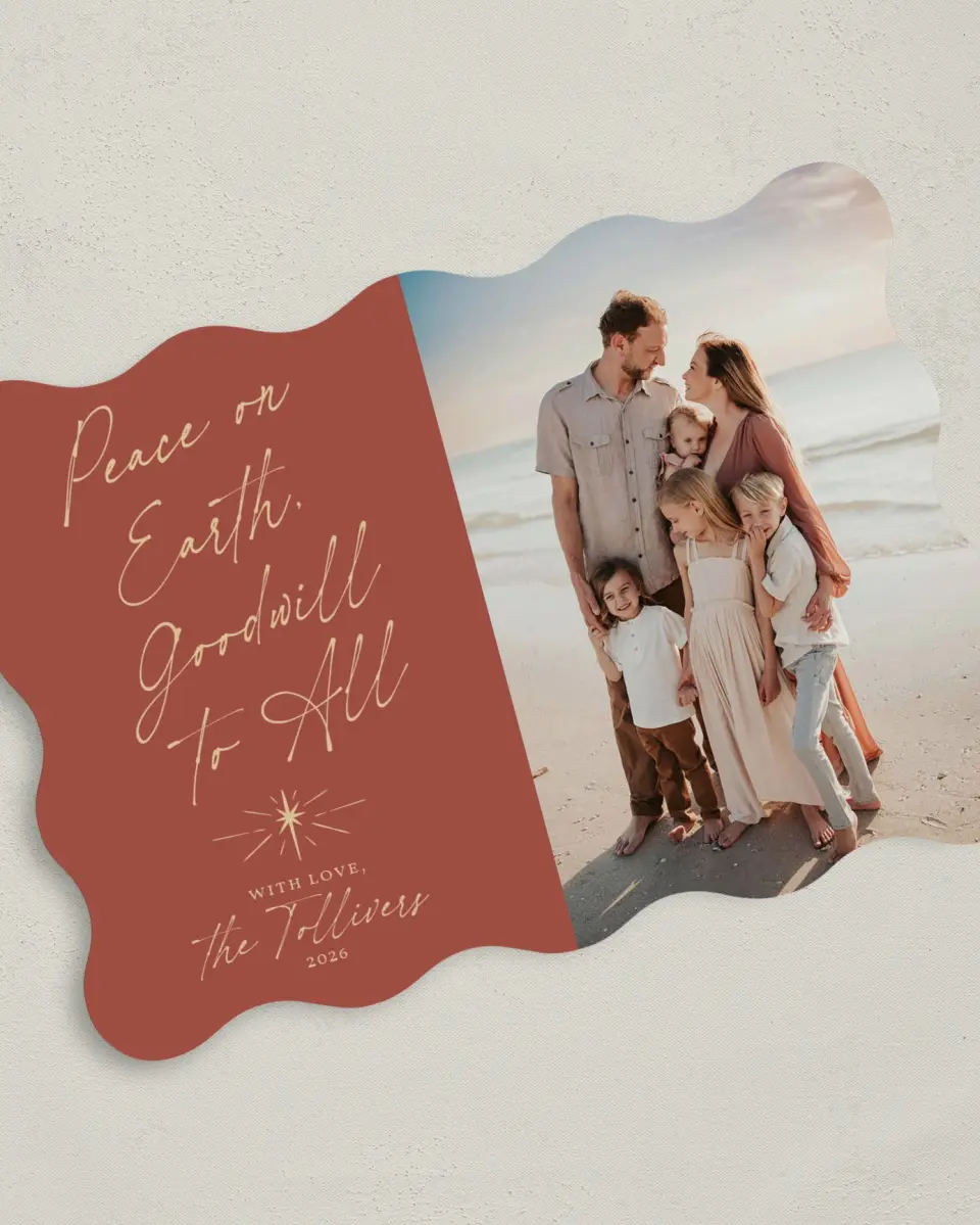 This is a 5" x 7" Christmas Card called Goodwill to All printed in full color on Premium Smooth paper