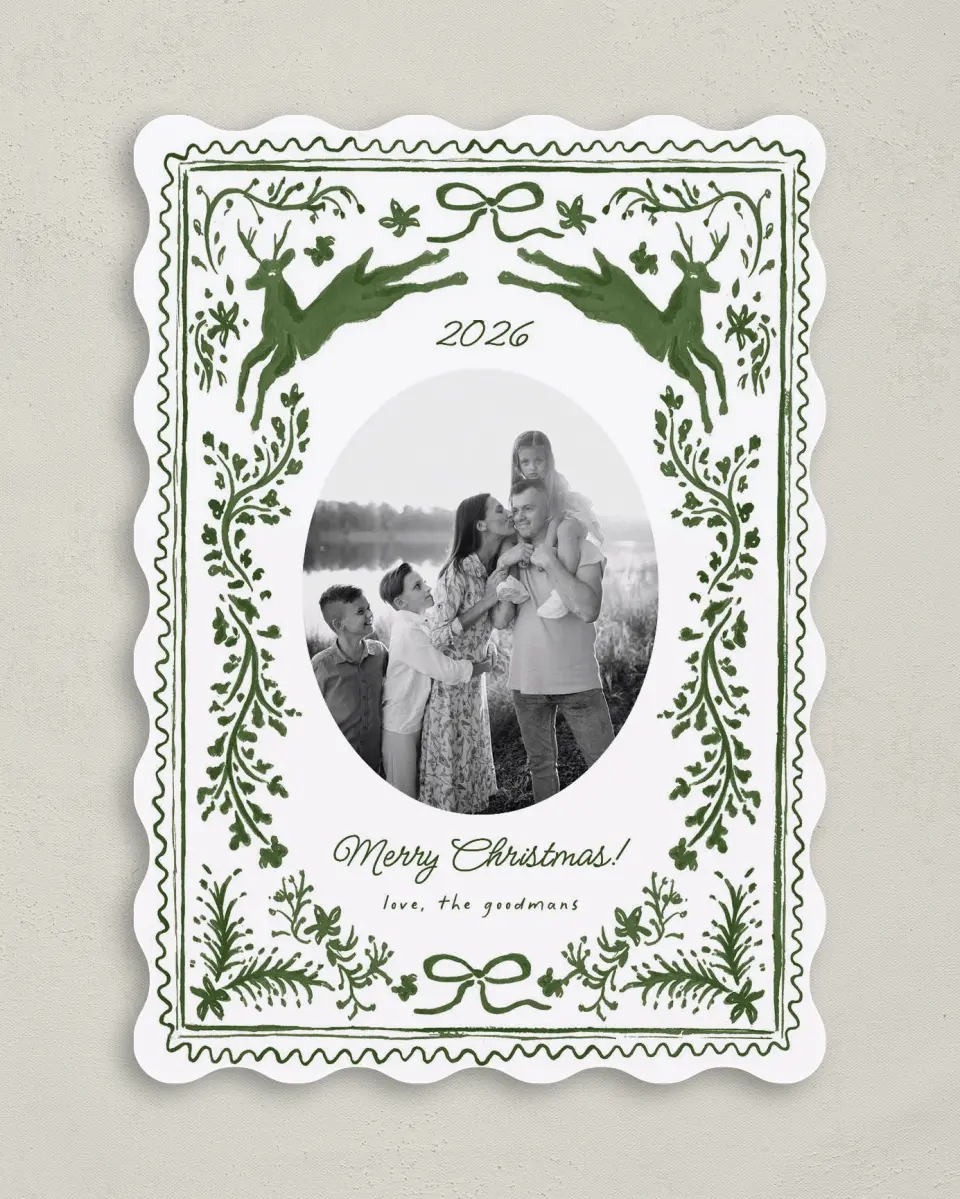 This is a 5" x 7" Christmas Card called Winter Woodland printed in full color on Premium Smooth paper