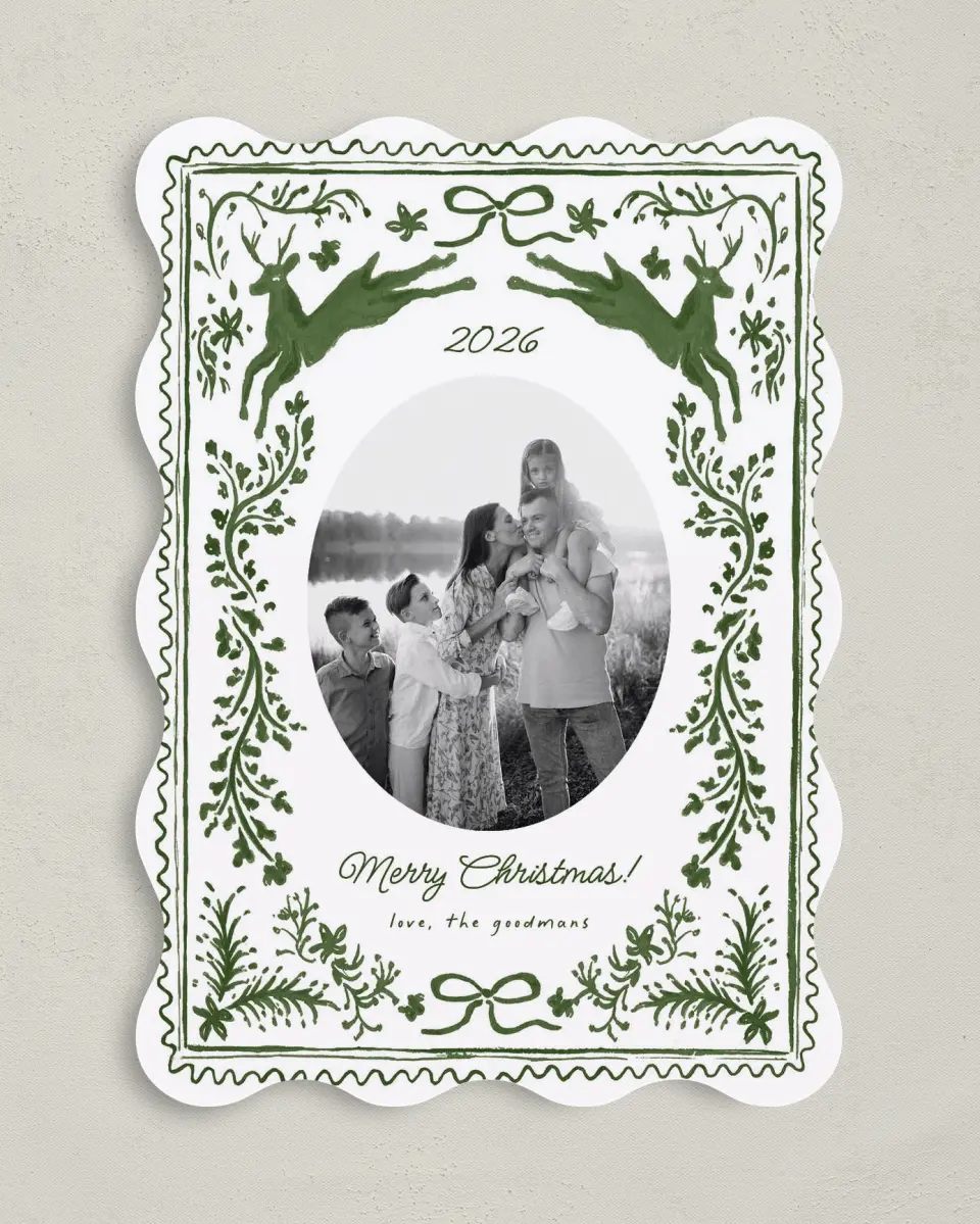 This is a 5" x 7" Christmas Card called Winter Woodland printed in full color on Premium Smooth paper