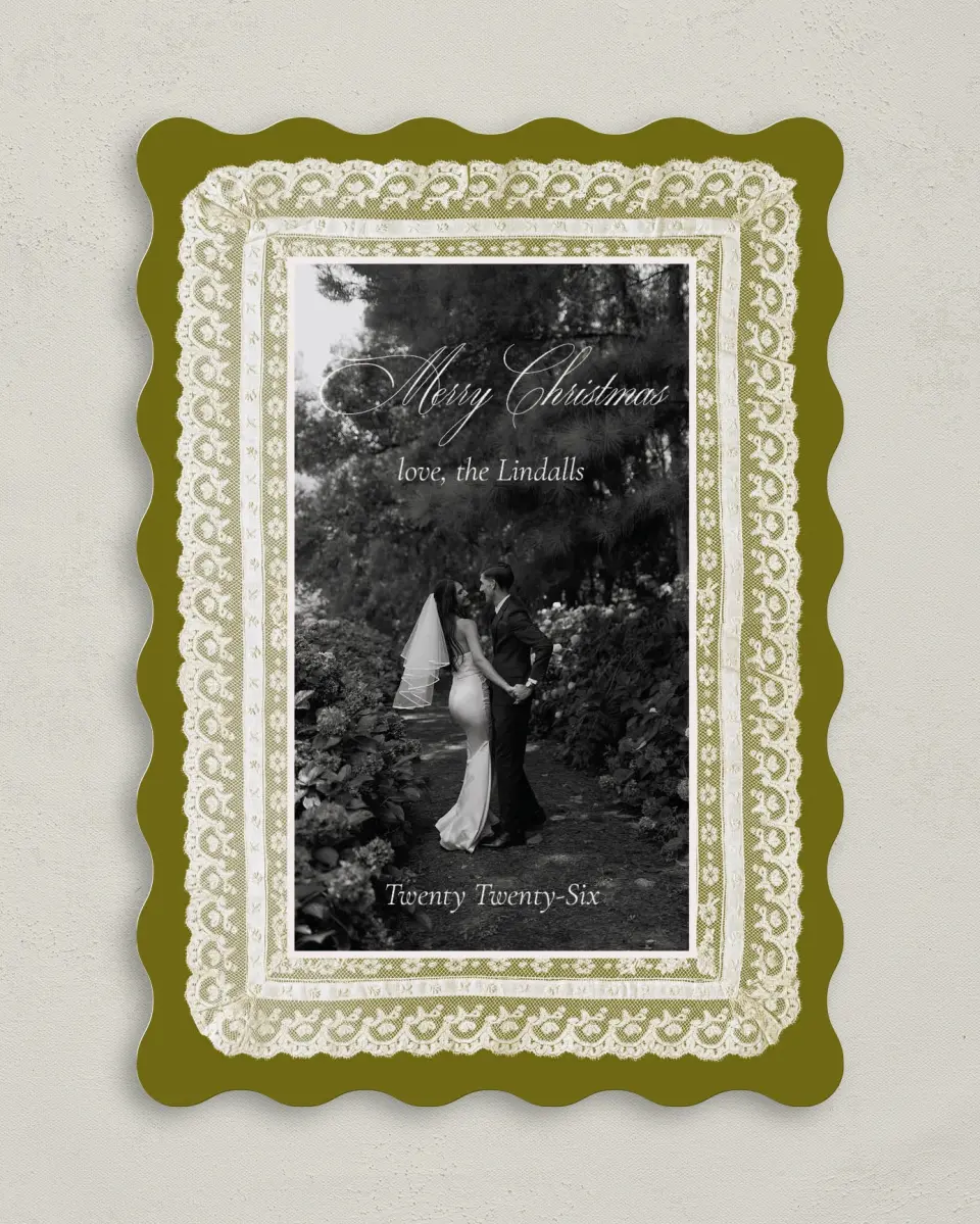 This is a 5" x 7" Christmas Card called Vintage Keepsake printed in full color on Premium Smooth paper