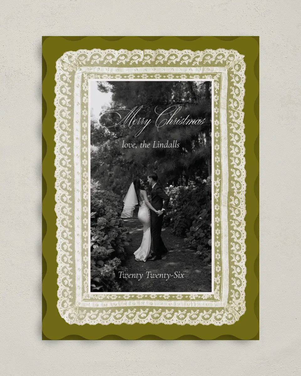 This is a 5" x 7" Christmas Card called Vintage Keepsake printed in full color on Premium Smooth paper