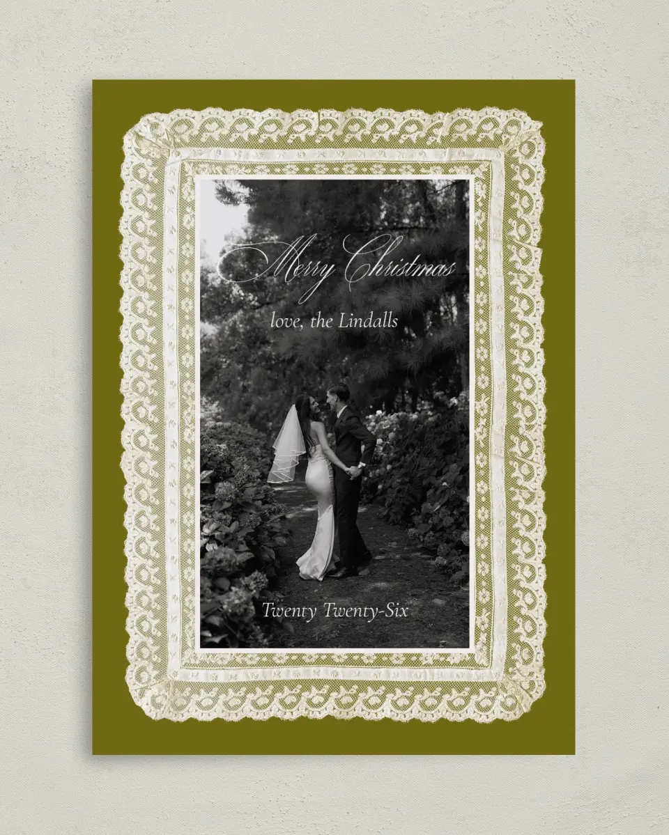 This is a 5" x 7" Christmas Card called Vintage Keepsake printed in full color on Premium Smooth paper