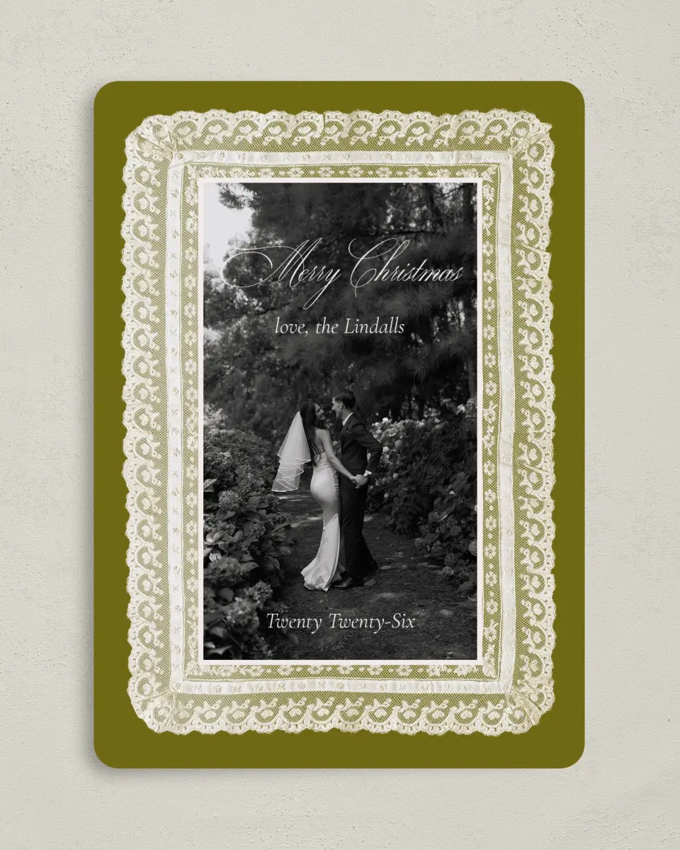 This is a 5" x 7" Christmas Card called Vintage Keepsake printed in full color on Premium Smooth paper