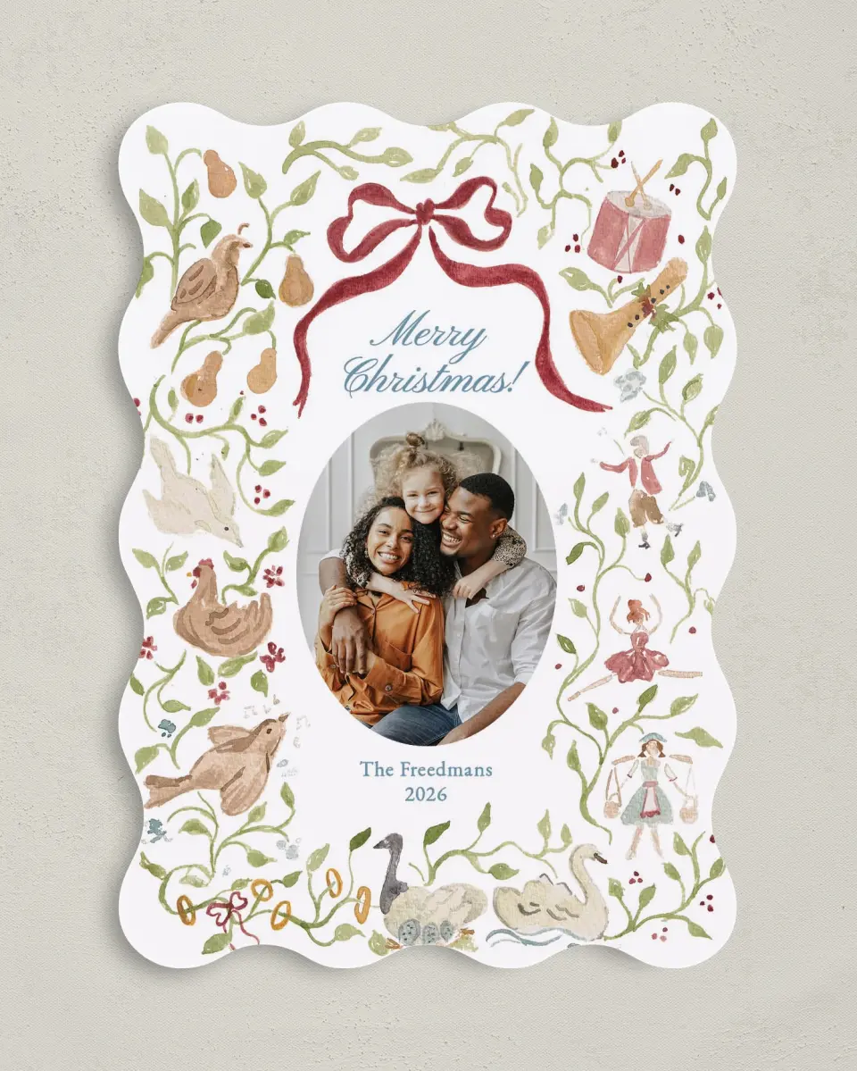 This is a 5" x 7" Christmas Card called 12 Days of Christmas printed in full color on Premium Smooth paper