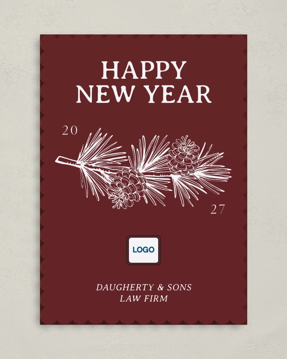 This is a 5" x 7" Christmas Card called Professional Pine printed in full color on Premium Smooth paper on Premium Smooth paper on Premium Smooth paper