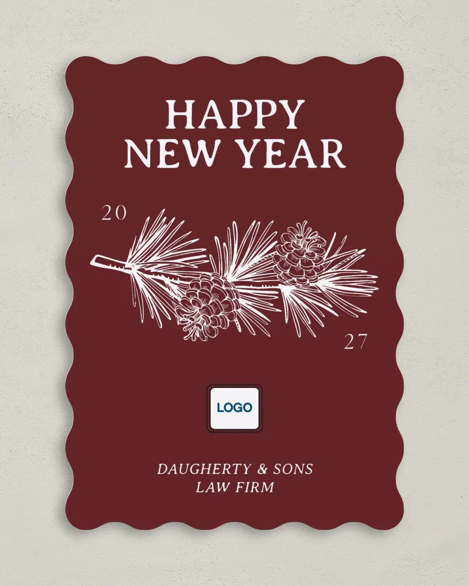 This is a 5" x 7" Christmas Card called Professional Pine printed in full color on Premium Smooth paper