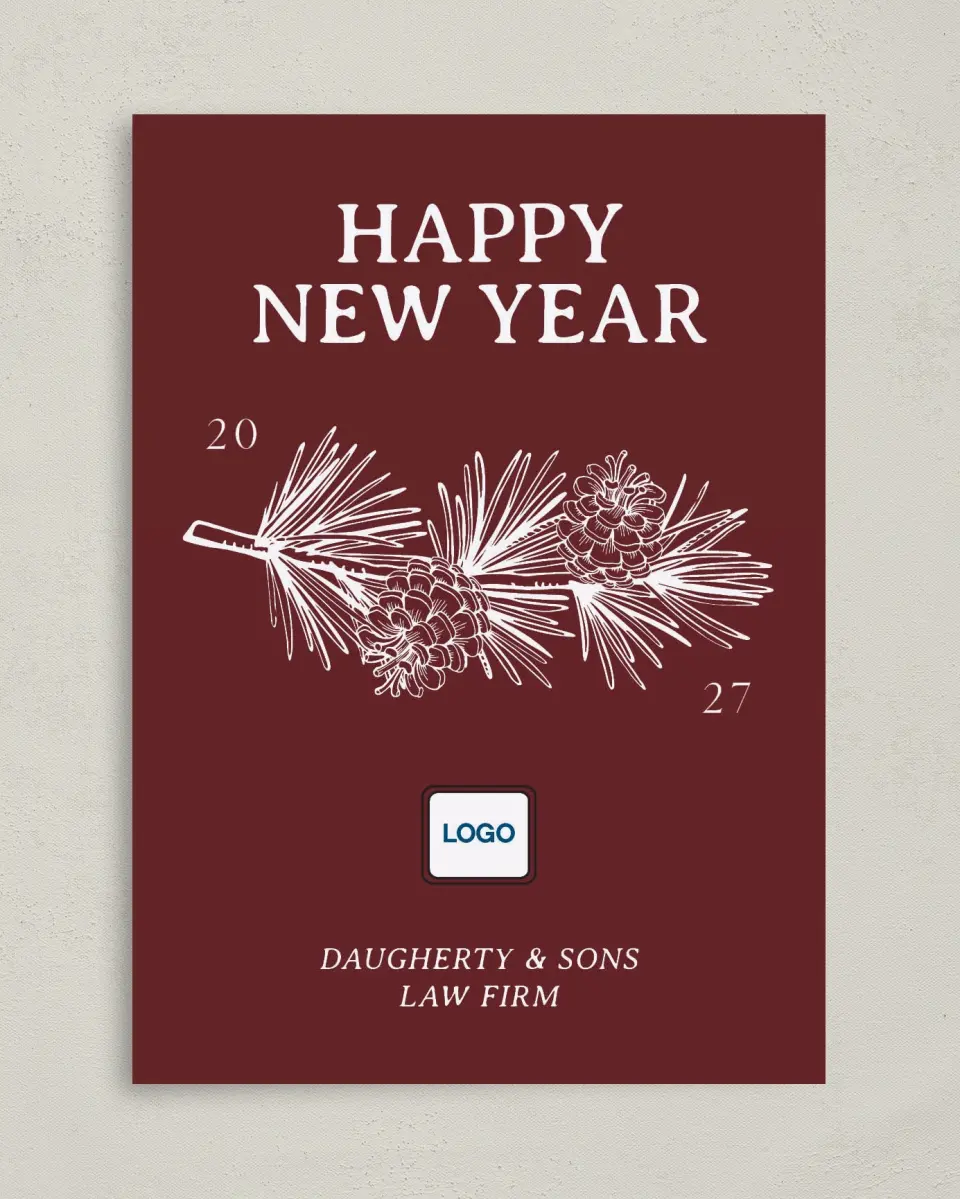 This is a 5" x 7" Christmas Card called Professional Pine printed in full color on Premium Smooth paper