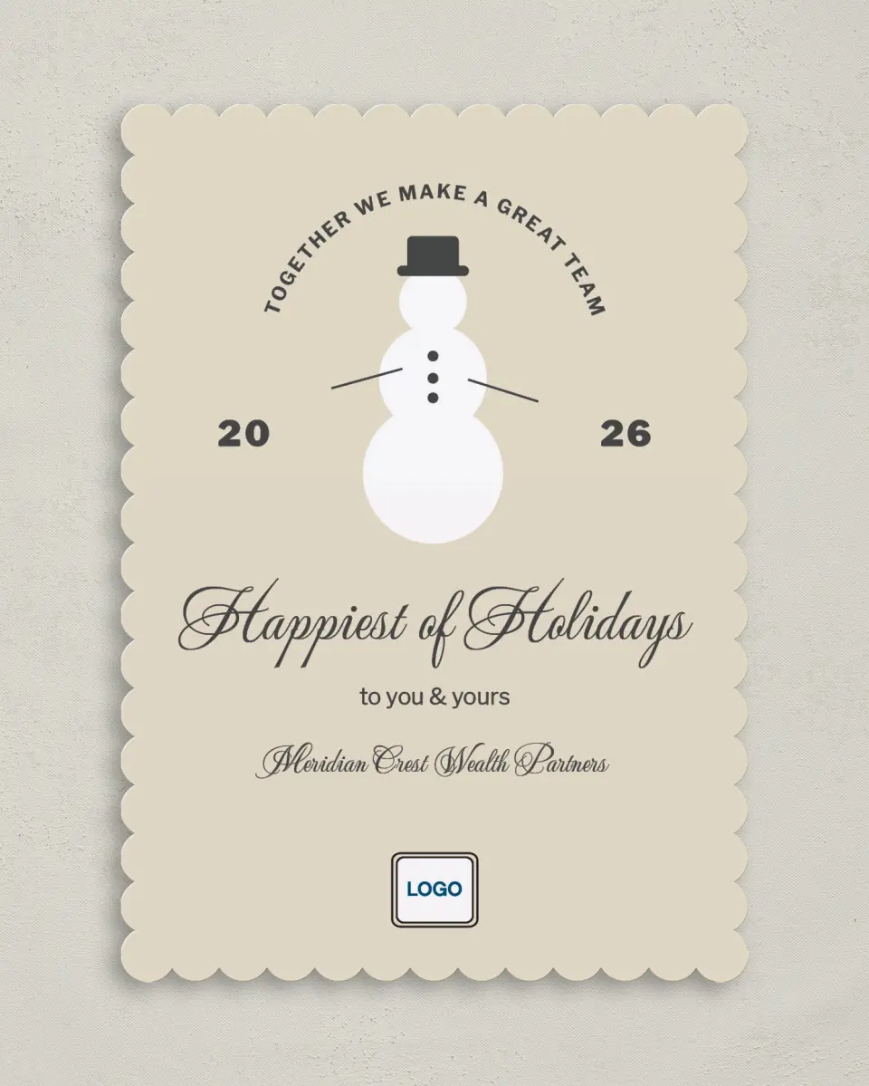 This is a 5" x 7" Christmas Card called Snowman Salutations printed in full color on Premium Smooth paper on Premium Smooth paper on Premium Smooth paper