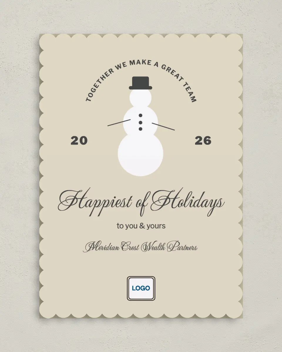 This is a 5" x 7" Christmas Card called Snowman Salutations printed in full color on Premium Smooth paper on Premium Smooth paper on Premium Smooth paper