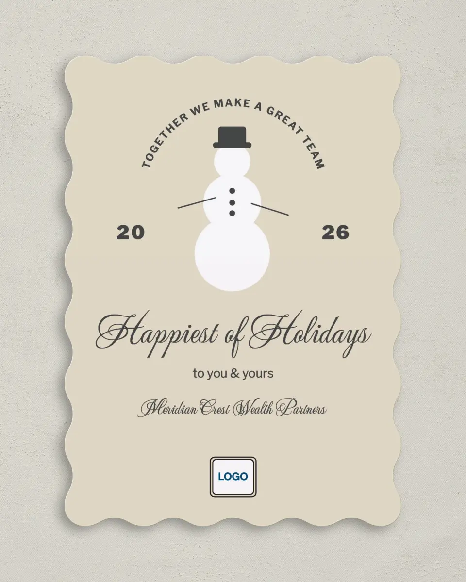 This is a 5" x 7" Christmas Card called Snowman Salutations printed in full color on Premium Smooth paper