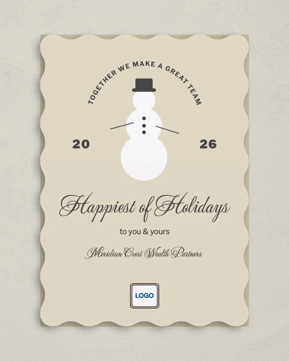 This is a 5" x 7" Christmas Card called Snowman Salutations printed in full color on Premium Smooth paper