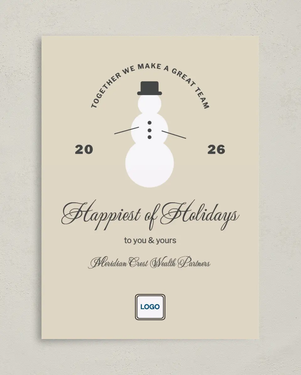 This is a 5" x 7" Christmas Card called Snowman Salutations printed in full color on Premium Smooth paper
