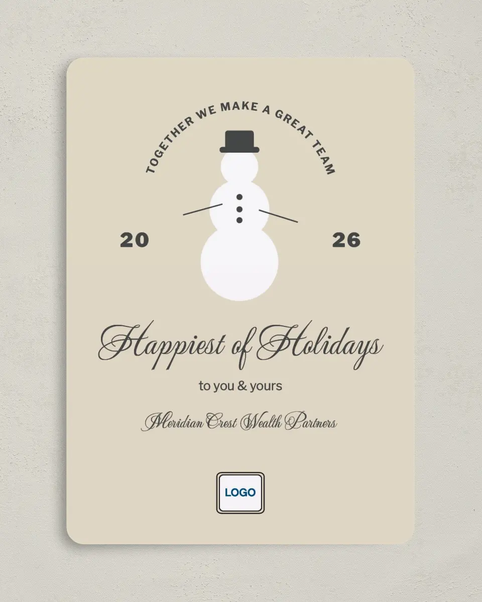 This is a 5" x 7" Christmas Card called Snowman Salutations printed in full color on Premium Smooth paper
