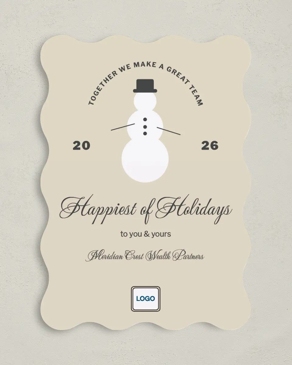 This is a 5" x 7" Christmas Card called Snowman Salutations printed in full color on Premium Smooth paper