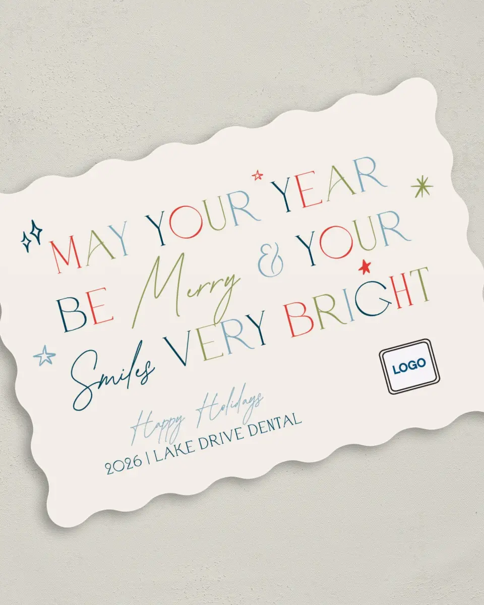 This is a 5" x 7" Christmas Card called Bright Smiles printed in full color on Premium Smooth paper
