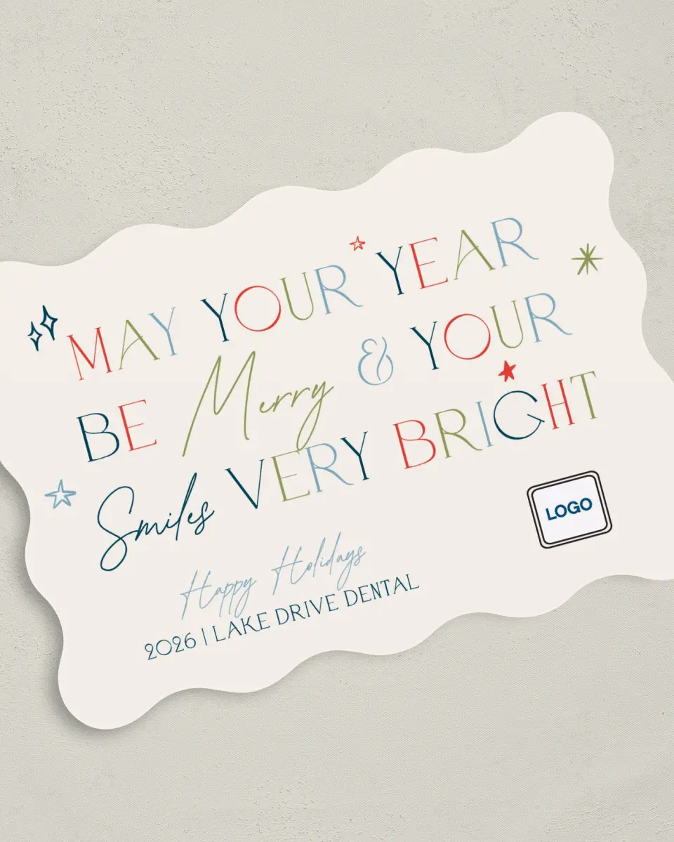 This is a 5" x 7" Christmas Card called Bright Smiles printed in full color on Premium Smooth paper