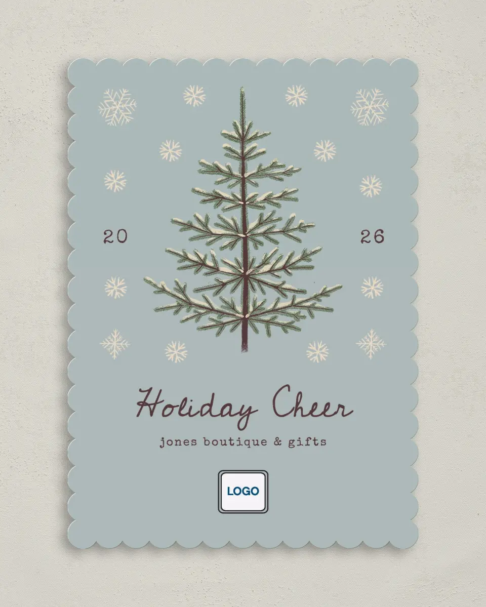 This is a 5" x 7" Christmas Card called Sophisticated Snow printed in full color on Premium Smooth paper on Premium Smooth paper on Premium Smooth paper