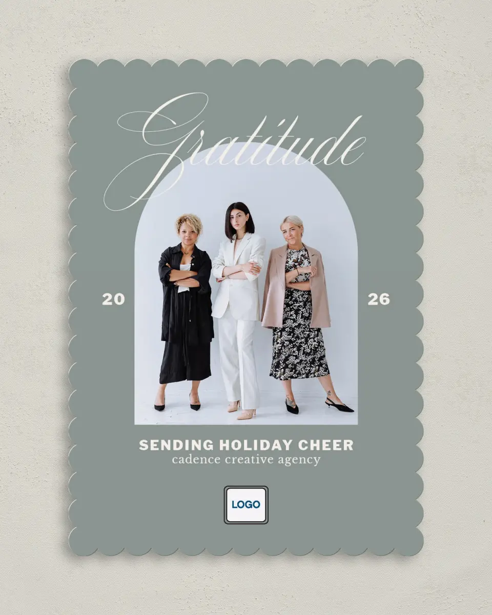 This is a 5" x 7" Christmas Card called Chic Holiday printed in full color on Premium Smooth paper on Premium Smooth paper on Premium Smooth paper
