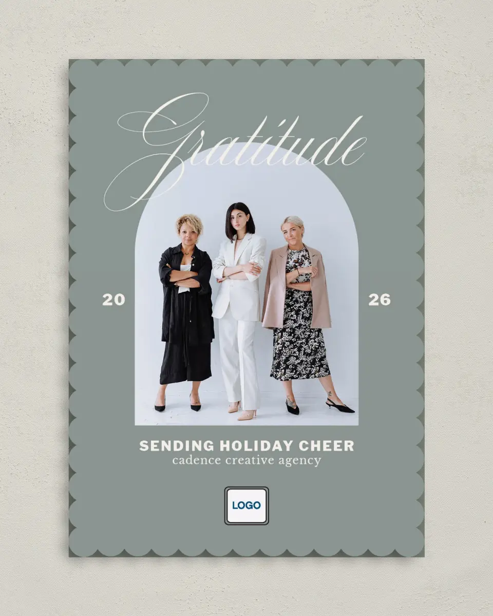 This is a 5" x 7" Christmas Card called Chic Holiday printed in full color on Premium Smooth paper on Premium Smooth paper on Premium Smooth paper