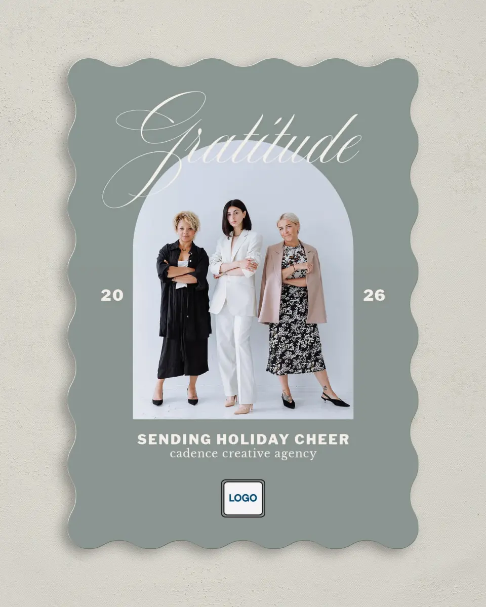 This is a 5" x 7" Christmas Card called Chic Holiday printed in full color on Premium Smooth paper