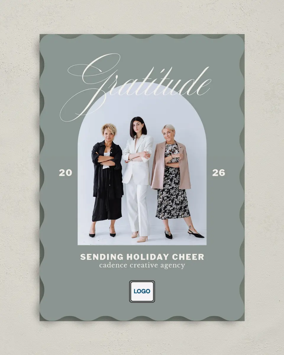 This is a 5" x 7" Christmas Card called Chic Holiday printed in full color on Premium Smooth paper