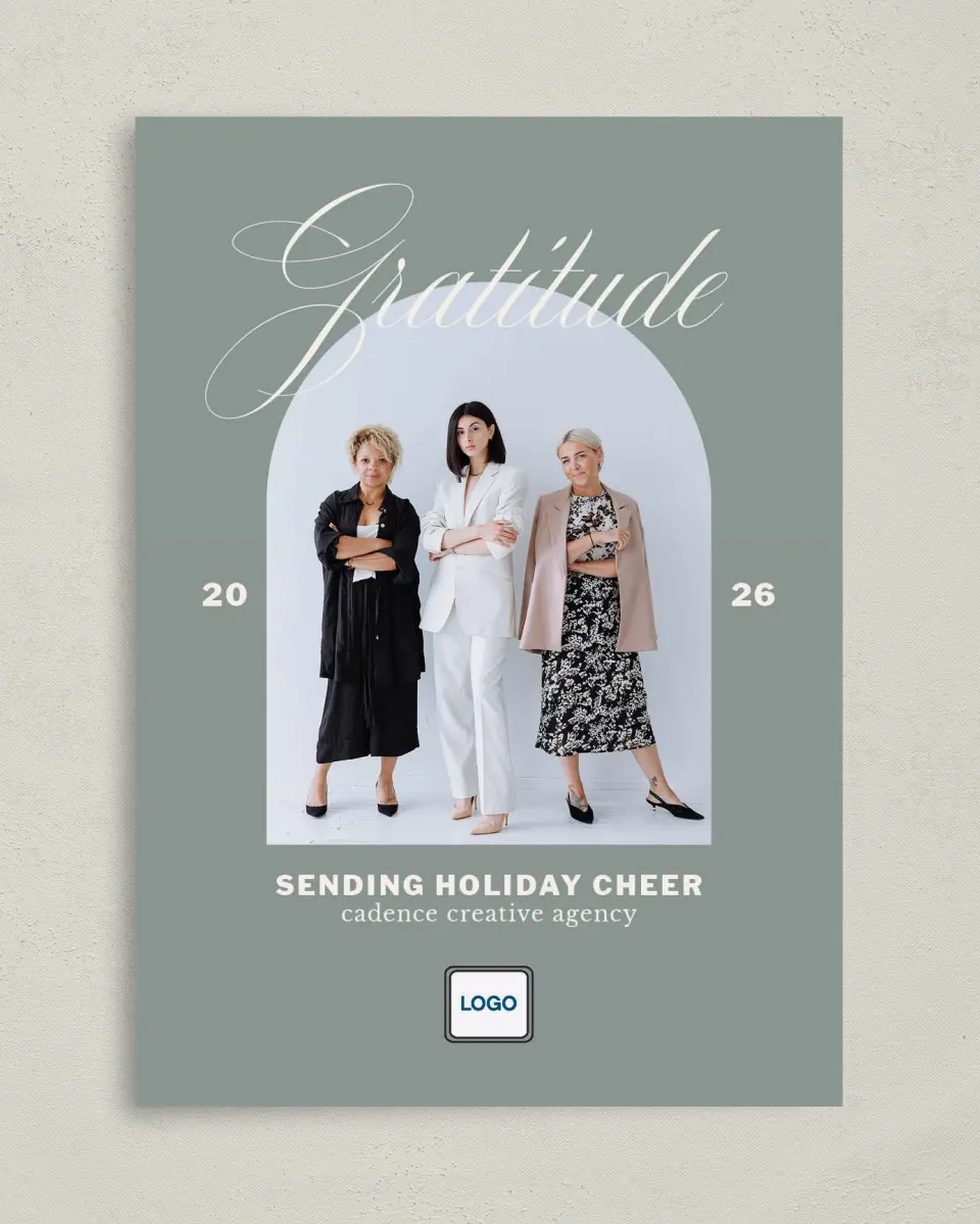 This is a 5" x 7" Christmas Card called Chic Holiday printed in full color on Premium Smooth paper