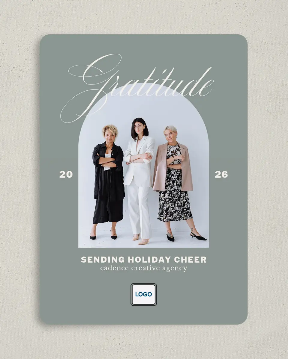 This is a 5" x 7" Christmas Card called Chic Holiday printed in full color on Premium Smooth paper